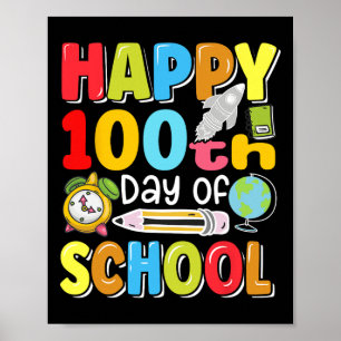 Poster 100E Jour D'Enseignants Scolaires Enfants Joyeux 1