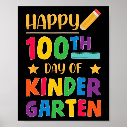 Poster 100ème Jour De Maternelle Mignonne Étudiante (Devant)