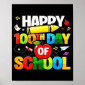 Poster 100th Day Of School Shirt For Teachers Kids Happy (Devant)