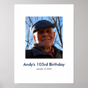 Poster 103e anniversaire photo personnalisée Connexion Bu