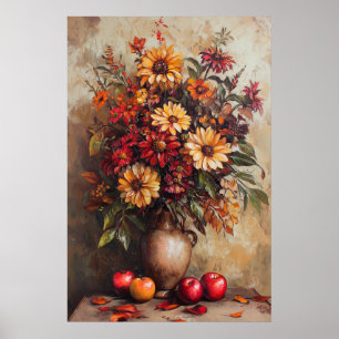 Poster 1076 Fleurs Et Pommes D'Automne