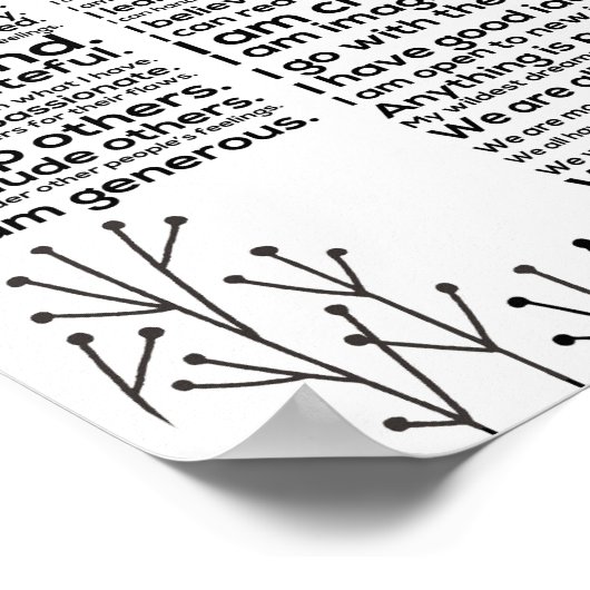 Poster 108 Affirmations positives pour autonomiser les fi (Coin)