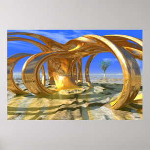 Poster #10-02 Hacienda Sunrise : Sculpture 3D Dorée
