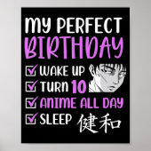 Poster 10 ans Annime fête d'anniversaire 10e garçon fille (Devant)