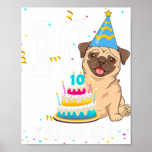 Poster 10 ans Anniversaire Carlin Amoureux des chiens Par