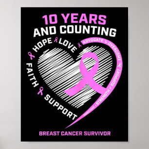 Poster 10 Ans Cancer Du Sein Les Cadeaux De Survivant Pou