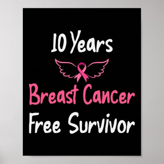 Poster 10 ans Cancer du sein sans rose cancer du sein sur (Devant)