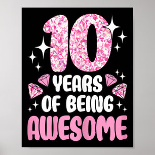 Poster 10 Ans De Folie Mignonne Rose 10ème Anniversaire