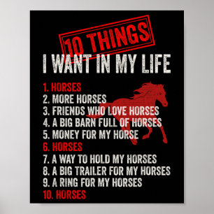 Poster 10 Choses Que Je Veux À Ma Vie Avec Des Chevaux