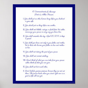 Poster 10 commandements de mariage