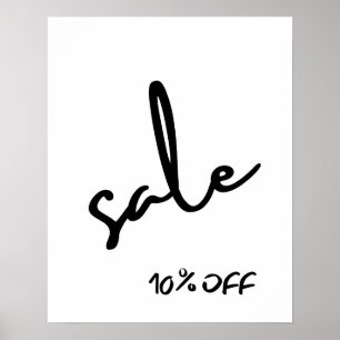 Poster 10% de réduction Vente Signe, Boutique Vente noir
