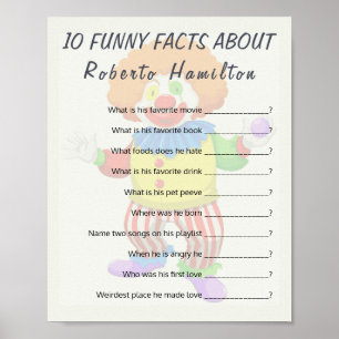 POSTER 10 FUNNY FACTS JEU DE FÊTE POUR LES HOMMES