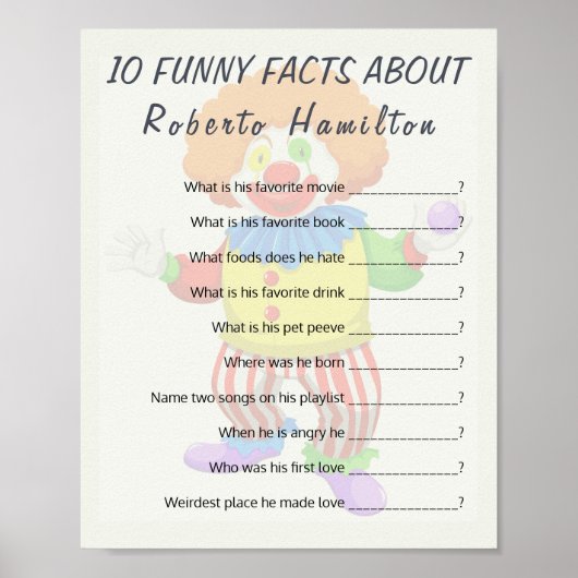 POSTER 10 FUNNY FACTS JEU DE FÊTE POUR LES HOMMES (Devant)
