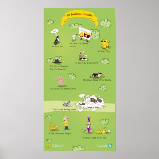 Poster 10 Idioms animaux et leurs significations (Devant)