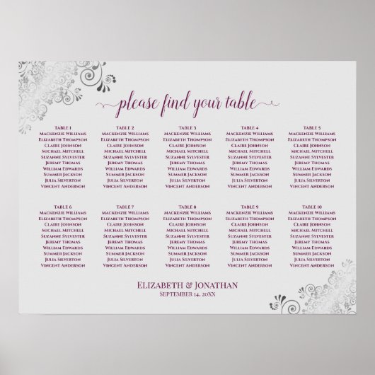 Poster 10 Mariage de table Cassis sur le gris (Devant)