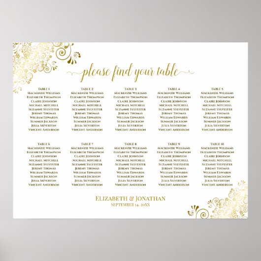 Poster 10 Mariage de table Plafonds blanc et or (Devant)