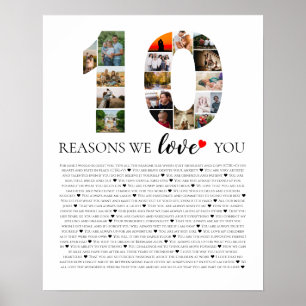 Poster 10 raisons pour lesquelles nous vous aimons pour v