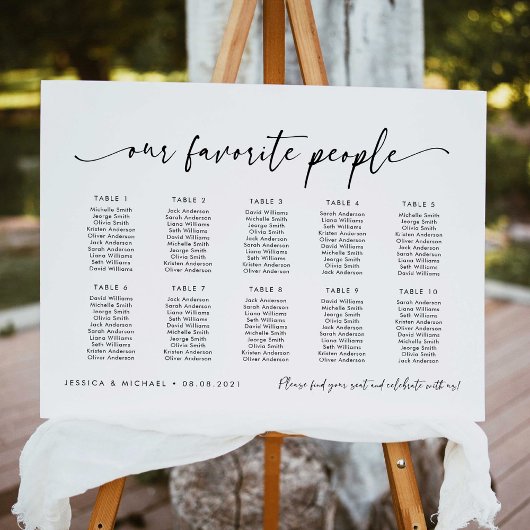 Poster 10 Tables Plan de table de nos personnes préférées