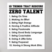 Poster 10 Things That Require Zero Talent Motivational  (Devant)