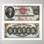 Poster 10 $ U.S. Banknote Silver Certificate 1878 (Devant)