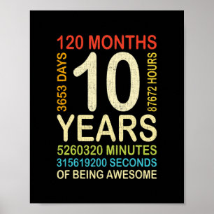 Poster 10e anniversaire 10 ans Vintage Retro 120