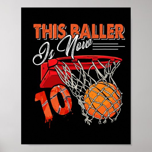 Poster 10e anniversaire Basketball Amusant 10 ans Enfants (Devant)