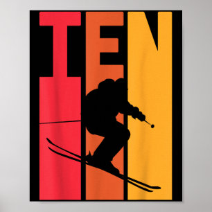 Poster 10e anniversaire Boy Retro Ski Lover Skier 10 ans 
