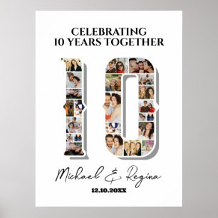 Poster 10e anniversaire du Mariage Numéro 10 Collage phot