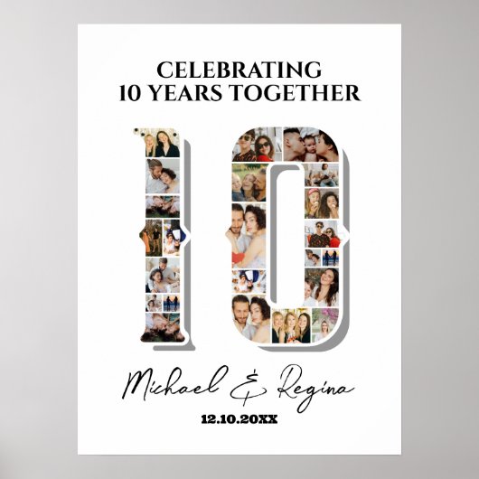 Poster 10e anniversaire du Mariage Numéro 10 Collage phot (Devant)