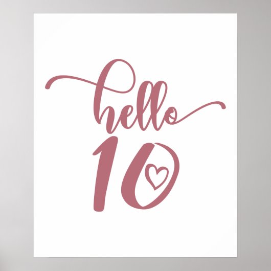 Poster 10e anniversaire filles Bonjour Dix mignonnes 10 a (Devant)