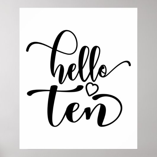 Poster 10e anniversaire filles Bonjour Dix mignonnes 10 a (Devant)