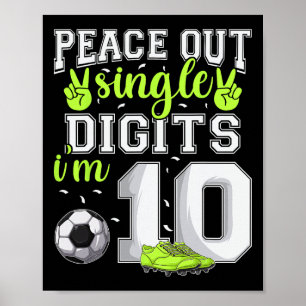 Poster 10e anniversaire garçons football Peace Out chiffr