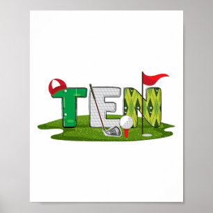 Poster 10e Anniversaire Golf Thème 10 ans Enfants Sport P
