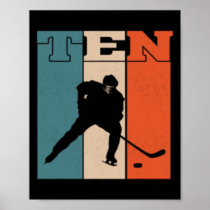 Poster 10e anniversaire Retro Hockey sur glace 10 ans Boy