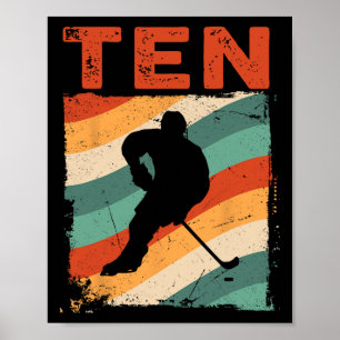 Poster 10e anniversaire Retro Hockey sur glace 10 ans Boy