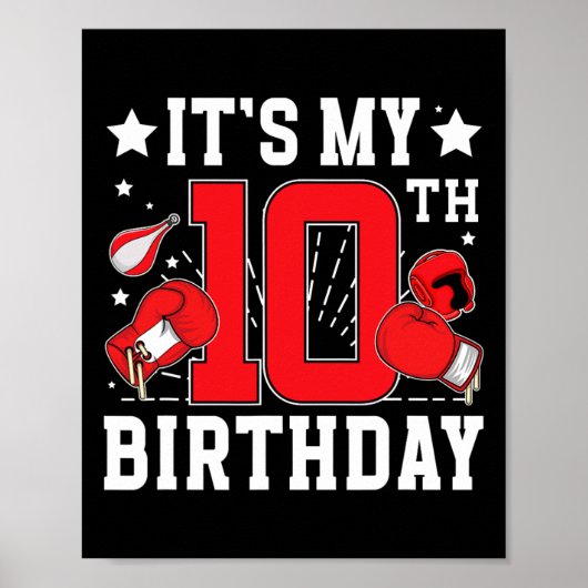 Poster 10e Boxe Anniversaire Fête 10 ans Boxer Naissance (Devant)