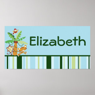 Poster 10x20 Nursery Art Name Imprimer Pluie-Forêt Jungle