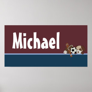 Poster 10x20 Nursery Art Name Print Lil League Chien chio