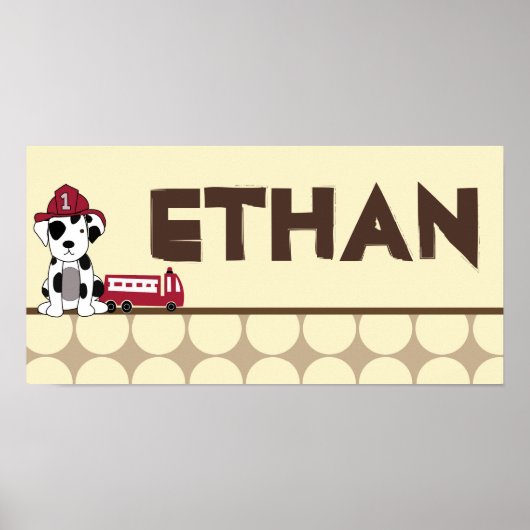 Poster 10x20 Nursery Art Name Print Nojo Fire Engine (Devant)