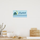 Poster 10x20 Nursery Art Name Print Turtle Reef Ocean Sea (Cuisine)