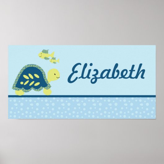 Poster 10x20 Nursery Art Name Print Turtle Reef Ocean Sea (Devant)