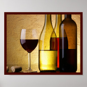 Poster 10x8 Bouteilles de vin et mur de verre