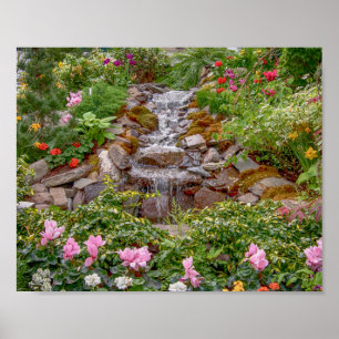 Poster 10x8 Cascade flottante avec fleurs printanières
