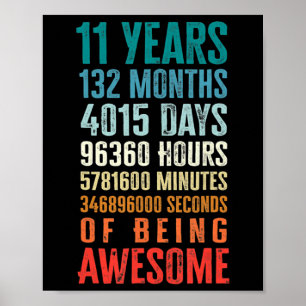 Poster 11 Ans 132 Mois D'Être Impressionnant 11e Annivers