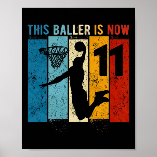 Poster 11 ans Basketball 11e anniversaire garçon (Devant)