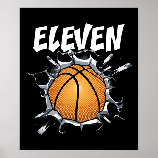 Poster 11 ans Basketball Anniversaire Fête 11e Garçon (Devant)