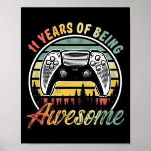 Poster 11 Ans Garçon Anniversaire Être génial jeu vidéo