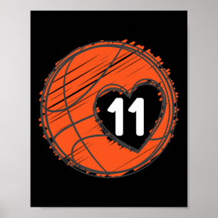 Poster #11 Numéro 11 dans le coeur - Joueur de basketball