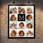 Poster 11 Photo Instagram Collage personnalisé Monogramme<br><div class="desc">Noir et blanc - Utilisez jusqu'à 11 photos carrés pour créer un cadeau unique et personnel. Ou vous pouvez garder le chiot hipster et faire un gardien branché. Si vous avez besoin d'ajuster les images,  cliquez sur l'outil personnaliser pour apporter des modifications.</div>
