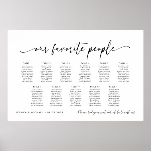 Poster 11 Tableaux Nos personnes préférées Plan de tablea (Devant)